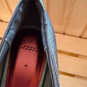 Zara Metallic Silver Flats